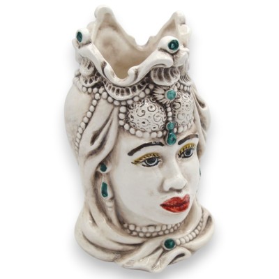 Teste di moro Siciliane Emiri (coppia) h 13 / 14 cm ca. ceramica Caltagirone MD36