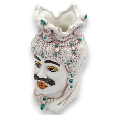 Teste di moro Siciliane Emiri (coppia) h 13 / 14 cm ca. ceramica Caltagirone MD36