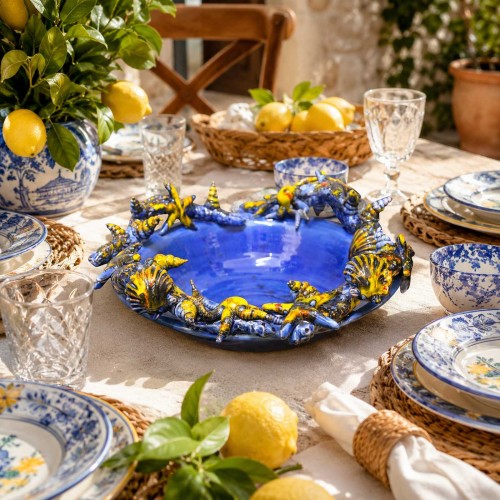 Centro de mesa em fina cerâmica siciliana, Ø 37 x h 15... 2