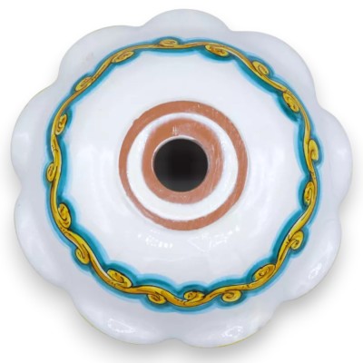 Scalloped Caltagirone ceramic chandelier plate, Ø 35 cm approx. Baroque decoration with palmette