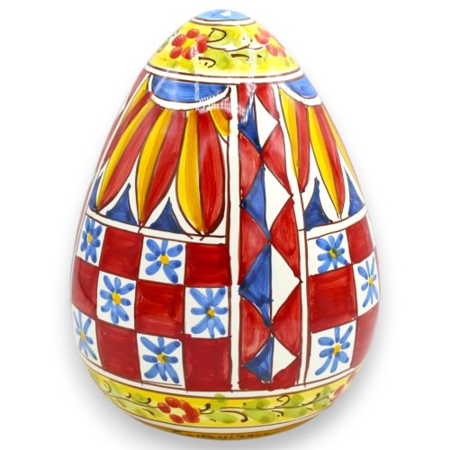 Œuf en céramique de Caltagirone, env. 20 x 14 cm. Décor...