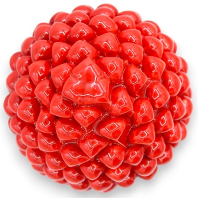 Pigna Siciliana in Ceramica Caltagirone, Rosso 2 opzioni misura (1Unità) Gambo Decoro Fiore e Foglie