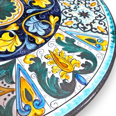 Etna lavastenbord, Ø 80 cm, Caltagirone keramik, S. Maria del Monte trappdekoration