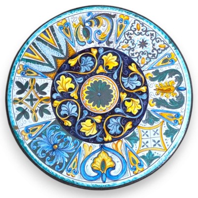 Etna lavastenbord, Ø 80 cm, Caltagirone keramik, S. Maria del Monte trappdekoration