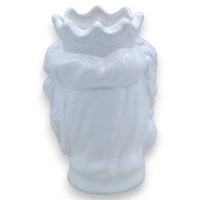 Dunkelbrauner Kopf aus Caltagirone-Keramik – ca. H 13 / 14 cm (1 Stück) Glänzend weiße Krone und Frucht - 