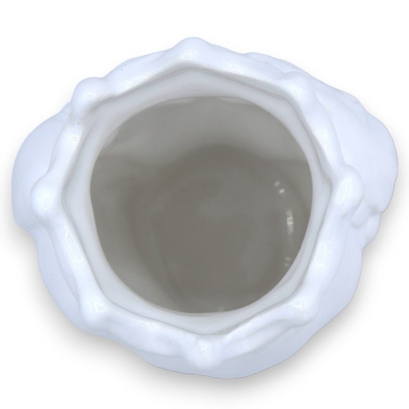 Testa di moro in ceramica Caltagirone - h 13 / 14 cm ca. (1Unità) Bianco Lucido Corona e Frutta - 