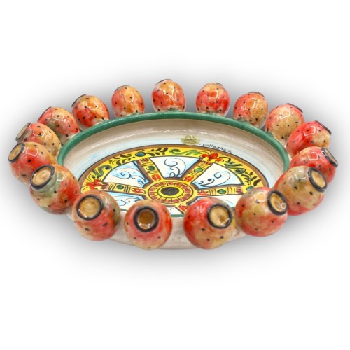 Centrotavola Fruttiera, ceramica Caltagirone, Ø 32 x h 8...