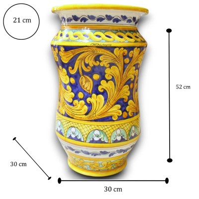 Portaombrelli Albarello, ceramica di Caltagirone, h 52 x 30 cm ca. decoro Barocco, Treccia e Geometrico