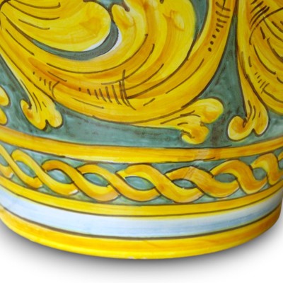 Paragüero grande, cerámica de Caltagirone, aprox. 50 x 33 cm. Decoración barroca, floral y trenzada.