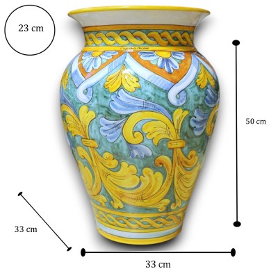 Paragüero grande, cerámica de Caltagirone, aprox. 50 x 33 cm. Decoración barroca, floral y trenzada.