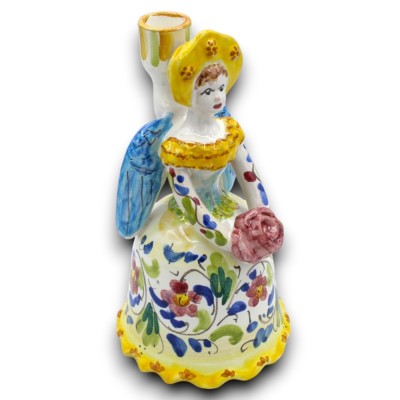 Matrangela Kerzenhalter, feine sizilianische Keramik, zwei Größen (1 Stück), mehrfarbiges Blumendekor
