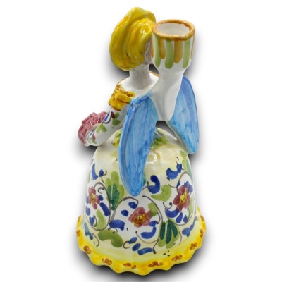 Matrangela Kerzenhalter, feine sizilianische Keramik, zwei Größen (1 Stück), mehrfarbiges Blumendekor