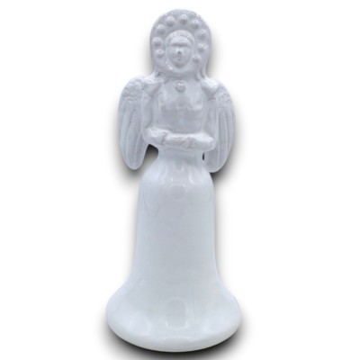 Matrangela porta Candela, pregiata ceramica Siciliana, h 22 x 9 cm ca. Bianco Monocolore