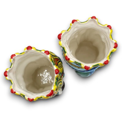 Sizilianische maurische Köpfe, Normannen (Paar), ca. 25 cm hoch, Caltagirone-Keramik, MD4