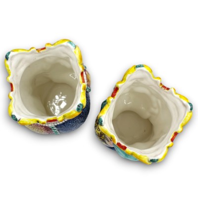 Coppia Teste di moro ceramica Caltagirone, h 25 cm ca. Emiri MD10