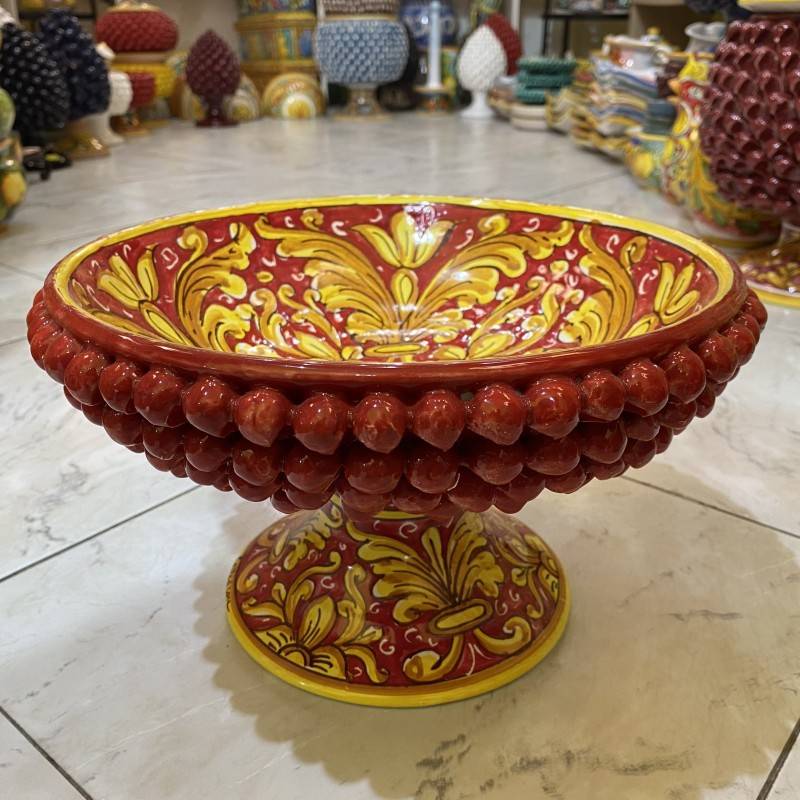 Centro de mesa Pigna em cerâmica Caltagirone - diâmetro de cerca de 28 cm - 