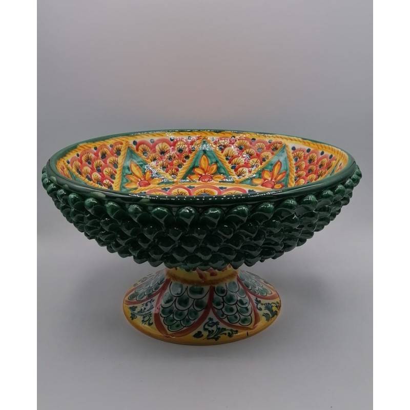 Centro de mesa con soporte para tartas Pigna de cerámica Caltagirone - diámetro aproximado 40 cm - 