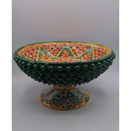 Centre de table à gâteau Pigna en céramique de Caltagirone - diamètre environ 28 cm - 