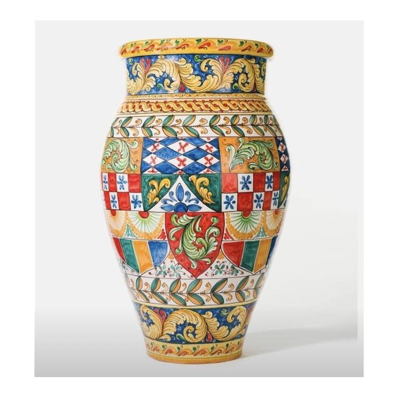 Grand pot à décor de charrette sicilienne - hauteur environ 75cm - 