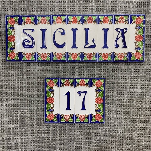 Huisletters en cijfers in fijn Siciliaans keramiek, met de hand versierd - 