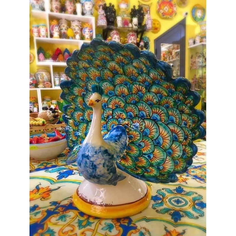 Pfau aus Caltagirone-Keramik – 2 Größen erhältlich - 