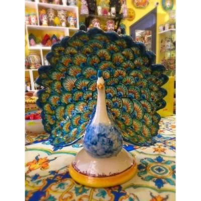 Pavão de cerâmica Caltagirone - 2 tamanhos disponíveis - 
