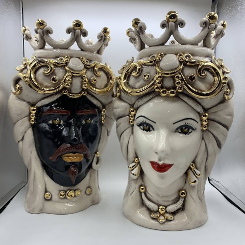 Caltagirone-Mohrenkopf mit reinem Gold – ca. H 45 cm - 