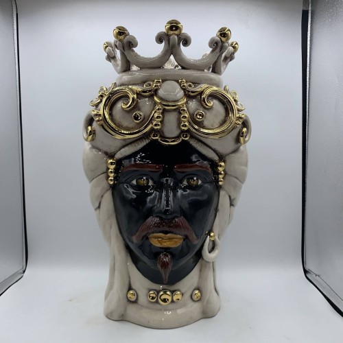 Cabeça de mouro Caltagirone com ouro puro - altura 45 cm