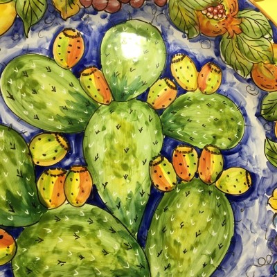 Piatto i Falda Ornamentale i siciliansk keramik tillverkad och dekorerad av hand-diameter cm 60 - 