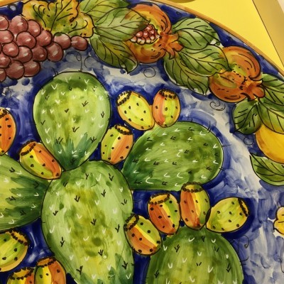Piatto i Falda Ornamentale i siciliansk keramik tillverkad och dekorerad av hand-diameter cm 60 - 