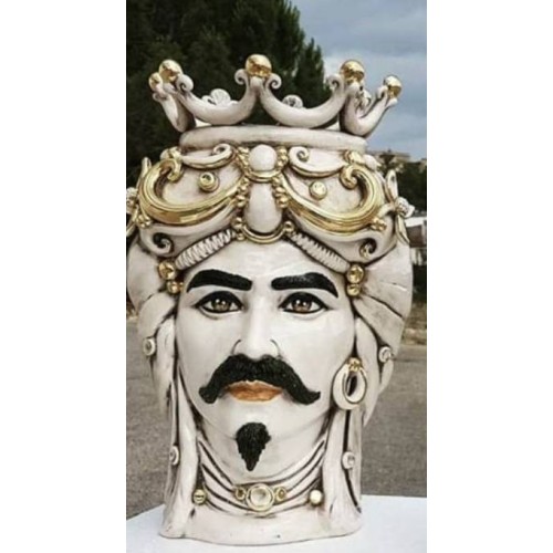 Caltagirone-Mohrenkopf mit reinem Gold – ca. H 45 cm -  2