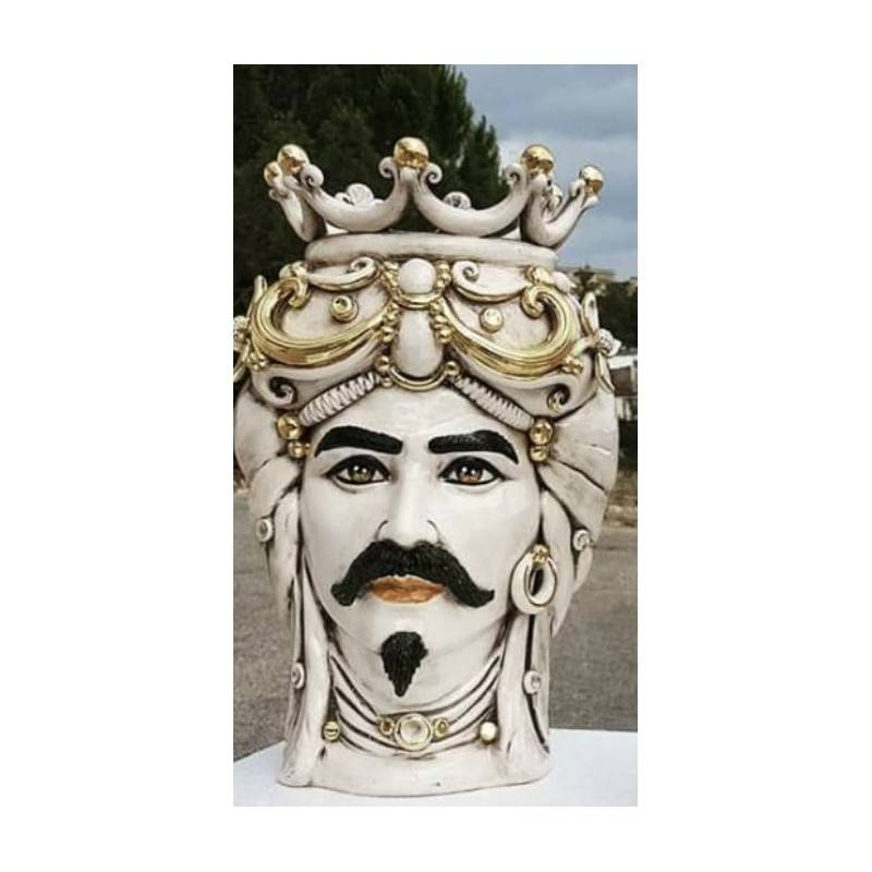 Caltagirone Moor's Head with Pure Gold - height 45 cm - 