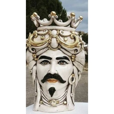 Cabeça de mouro Caltagirone com ouro puro - altura 45 cm - 