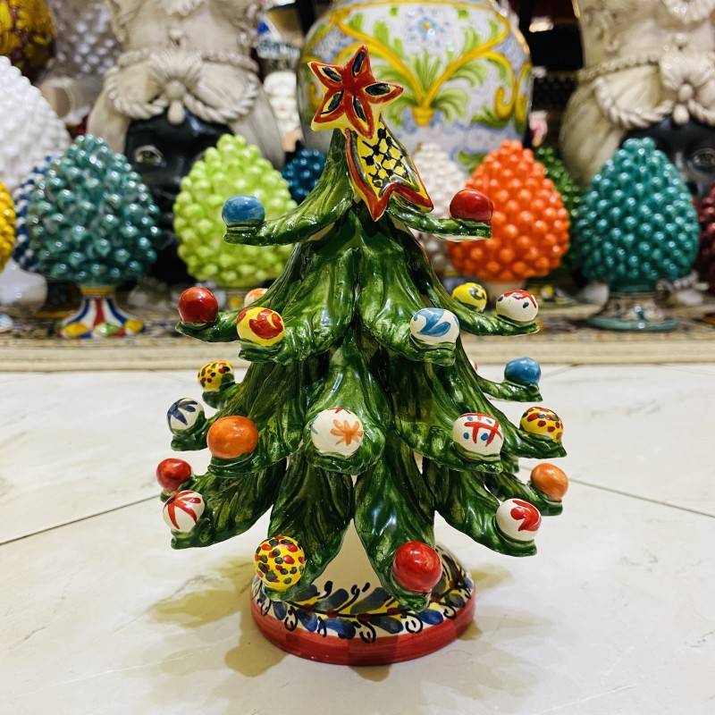 Viool nikkel Behoort Kerstboom met gedecoreerde ballen, keramiek van Caltagirone 20/22 cm Model  ML