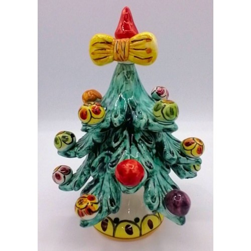 Sapin de Noël avec boules décorées, céramique Caltagirone - 3 tailles Modèle FL Vert -  2