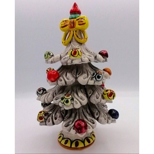 Julgran med dekorerade bollar, Caltagirone keramik - 3 storlekar Model FL Bianco Fumè -  2