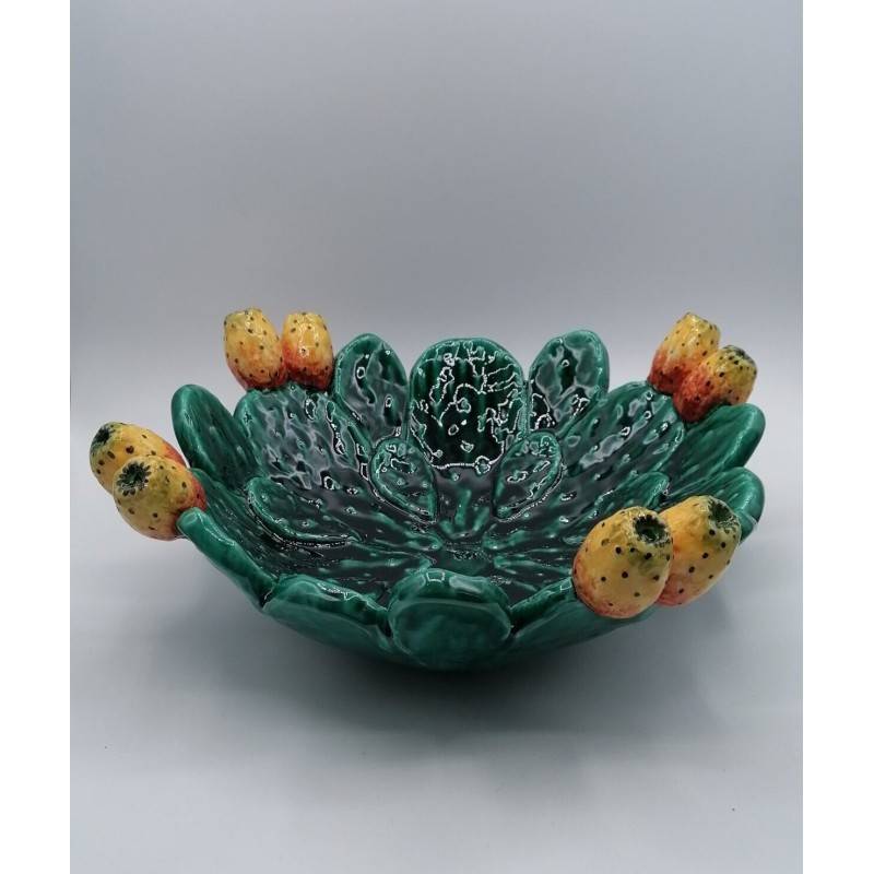 Centerpiece with Prickly Pear Prickly Pear in Sicilian ceramic handmade, Two sizes available Mod SM - 