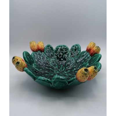 Centerpiece with Pale Prickly Pears in fine Sicilian ceramic with 2 size options (1pc) - 