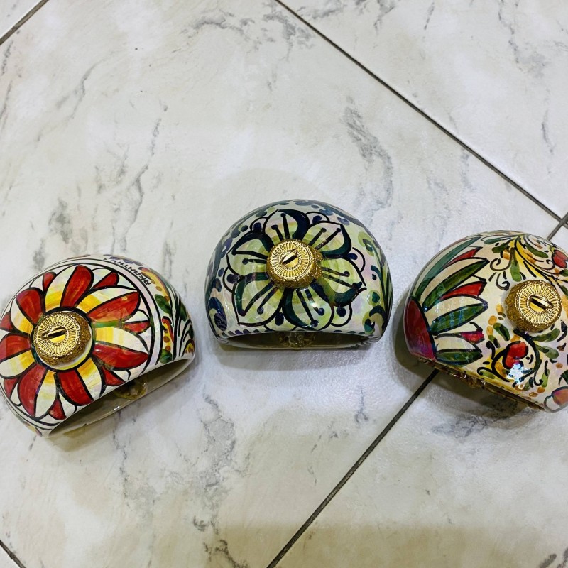 Bola de Navidad con Belén, esmalte Nácar, cerámica Caltagirone, altura 10cm - 