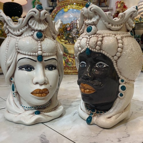 Pair of Caltagirone – Height 25 cm (ang.) -  2
