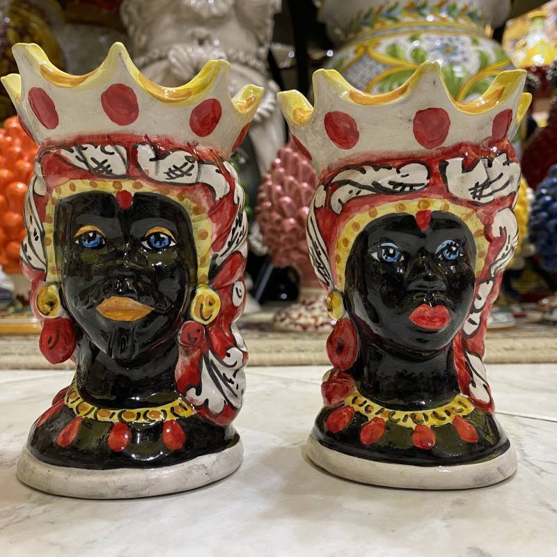 Pair of Heads of Moro Caltagirone ELISABETH H 15 cm approx - 