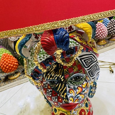 LUXURY ZECCHINO GOLD Woman Head Lamp - Caltagirone Elite series - height 70 cm - 