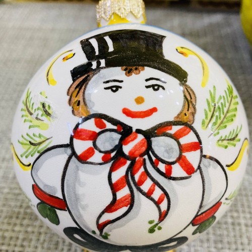 Boule de Noël en céramique fine décorée à la main - grand format diamètre 9/10 cm - 