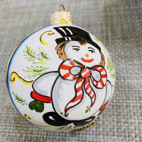 Boule de Noël en céramique fine décorée à la main - grand format diamètre 9/10 cm -  2