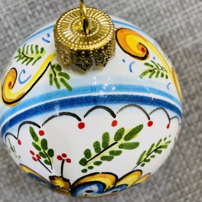 Palla di Natale in pregiata ceramica decorata a mano - misura grande diametro 9/10 cm - 