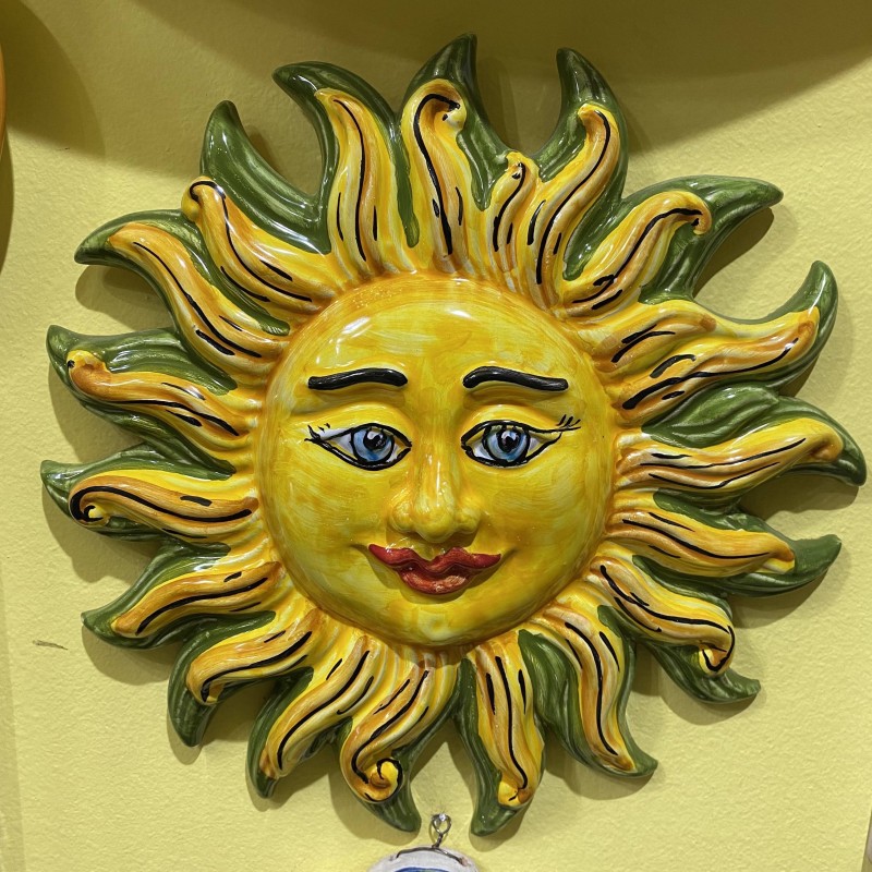 Sole Fuoco in ceramica siciliana - Ø 30 cm, con 6 opzioni colore (1Unità) - 