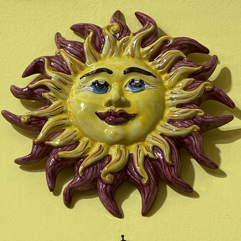 Sole Fuoco in ceramica siciliana - Ø 30 cm, con 6 opzioni colore (1Unità) - 