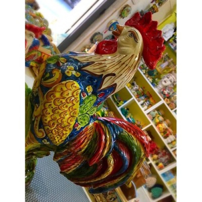 Gallos de fina cerámica de Caltagirone decorados a mano - 3 tamaños disponibles - 