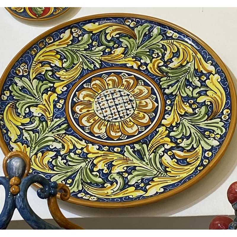 Piatto ornamentale in ceramica di Caltagirone decorato a mano - diametro circa 45 cm - 
