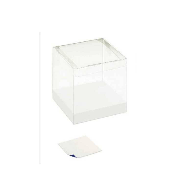 Transparent box for favors with bottom - 10x10x14 cm - 